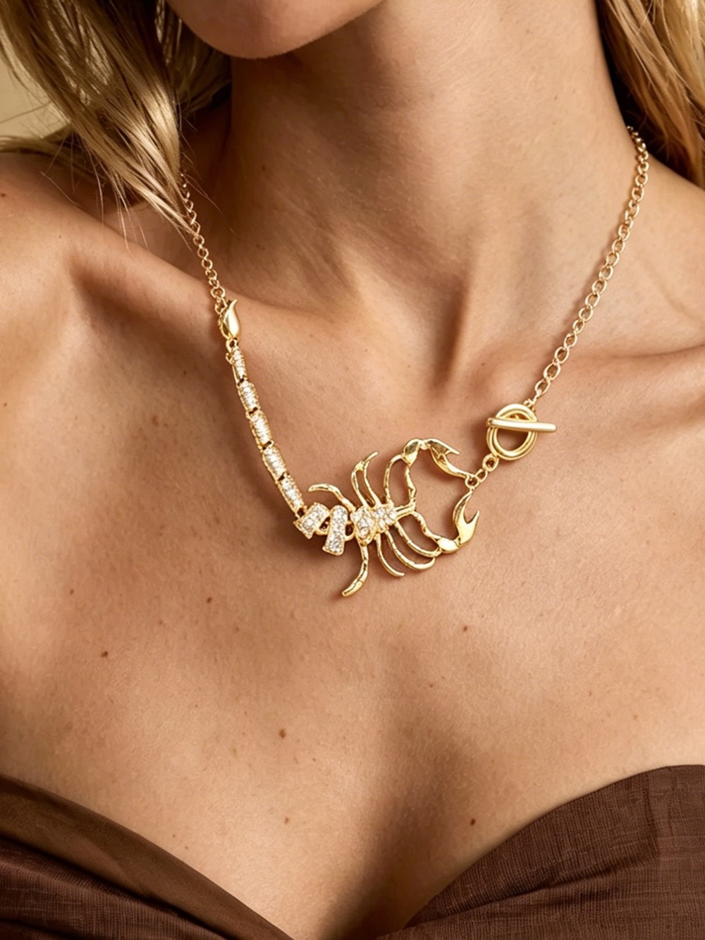 Anthropologie Gold Scorpion Pendant Necklace